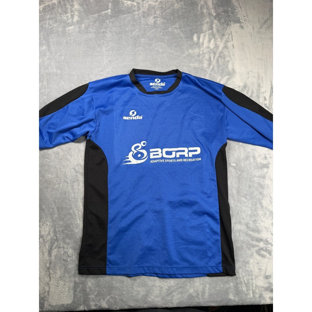Senda BORP Adaptive Sports Mesh Jersey Mens Large Blue Black Crew Neck Casual